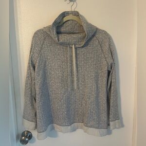 T by Talbots Cowl Neck Sweatshirt Sweater Gray/White Size M